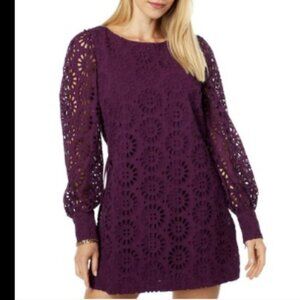 Lilly Pulitzer Aisha Eyelet Romper Cherry Ganache Oversized Pinwheel Eyelet 10